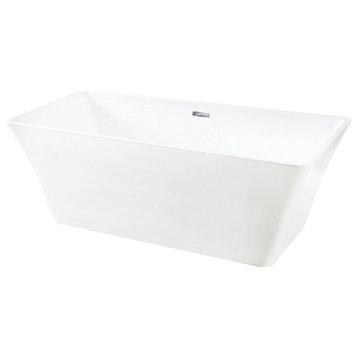 Aqua Eden 67" Freestanding Square Acrylic Tub With Drain, White