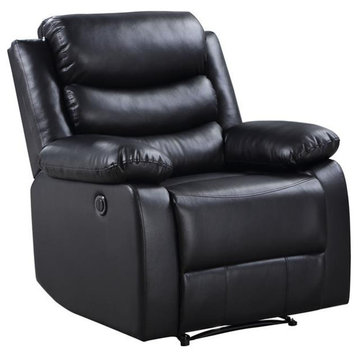 ACME Eilbra Faux Leather Power Recliner with Pillow Top Armrest in Black