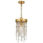 Crystorama - Crystorama WIN-610-GA-CL-MWP 1 Light Pendant in Antique Gold - Layers of multi sized faceted cut crystal strands are arranged on a simple, clean frame creating optimal sparkle. A perfect compliment to any space, this chandelier is sure to amaze. The Winham fixture is a sparkling masterpiece when placed as a focal point in a bedroom, dining room or living room.
