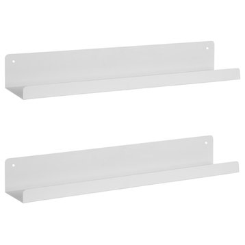Mezzo Modern Metal Ledge Shelf Set, White 2 Piece - 24"
