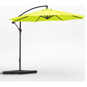 WestinTrends 10' Outdoor Patio Cantilever Hanging Umbrella Shade Cover w/ Base, Lime