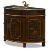 Chinoiserie Victorian Vanity Cabinet With Granite Top, Black