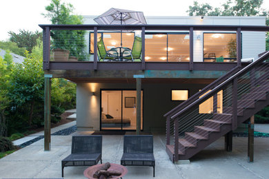 Mid-sized trendy beige two-story mixed siding exterior home photo in San Francisco