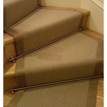 Brown Carpet Runner With Border to Stairs