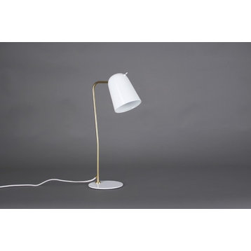 Seed Design Dobi Table Lamp Dobi 1 Light 18-11/16"H Arc Table, White/Brass