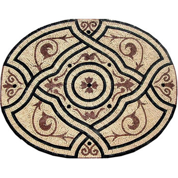 Oval Floral Mosaic, Lucilla, 31"x39"
