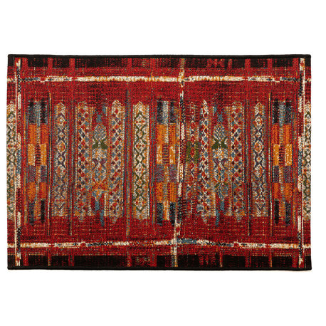 Esencia Tribal Stripe Indoor/Outdoor Mat Red 1'11"x4'11"