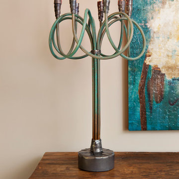 Lightsculptures Green Patina Stem Table Light