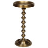 Metal Accent Table with Stacked Turnings and Tray Top in Antique Brass Finish