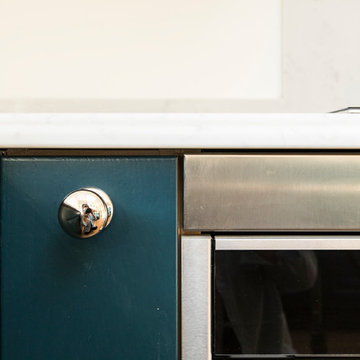 Copper, grey, and blue colour palette for new Kitchen Design