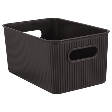 Superio Ribbed Storage Bin, Plastic Storage Basket, Brown, 5 L