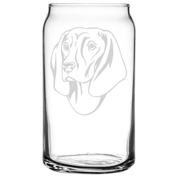 Bavarian Mountain Hound Dog Themed Etched All Purpose 16oz. Libbey Can Glass