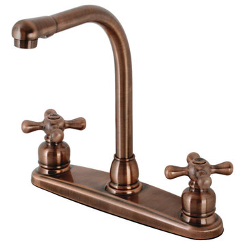 Kingston Brass KB716AXLS Victorian Centerset Kitchen Faucet, Antique Copper