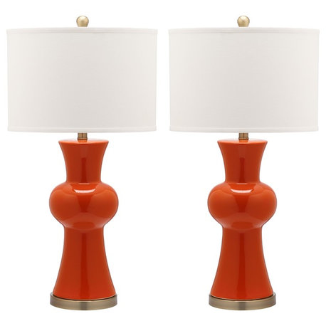 Safavieh Lola Column Lamps, Set of 2, Orange