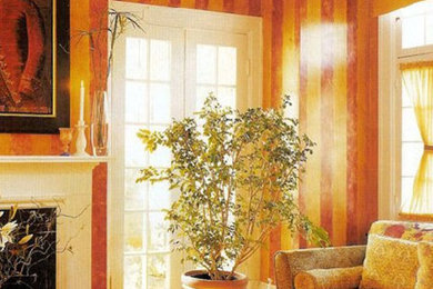 Example of a zen family room design in Montreal