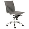 26.38"x25.99"x38.19" Low Back Office Chair In Gray With Chromed Steel Base