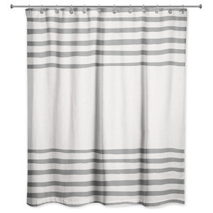 Sketch Stripes Shower Curtain, Linen Stripe Shower Curtain