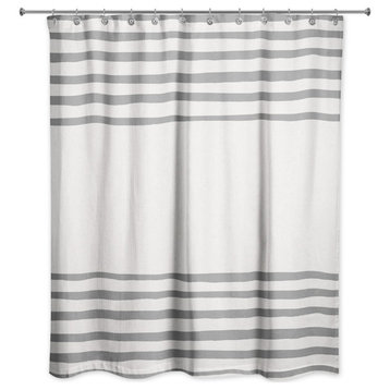 Gray Linen Stripes 71x74 Shower Curtain