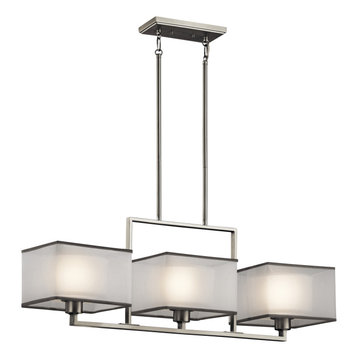 Kichler 43437NI Three Light Linear Chandelier, Brushed Nickel Finish