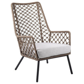 Marco Steel and Truffle Rope Indoor Outdoor Steel Lounge Chair, Truffle