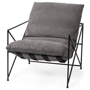 Leonidas Fabric w/ Metal Frame Accent Chair, Gray