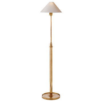 Hargett Floor Lamp, 1-Light Hand-Rubbed  Brass,  Paper Shade, 53.25"H