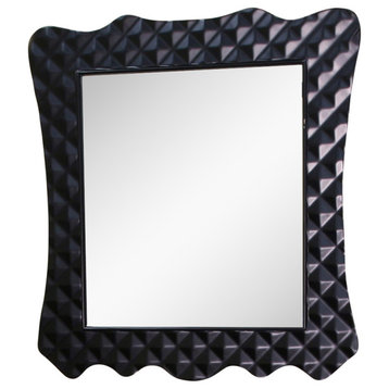 Bellaterra Home 32" Black Wood Bathroom Wall Mounted Square Framed Vanity Mirror