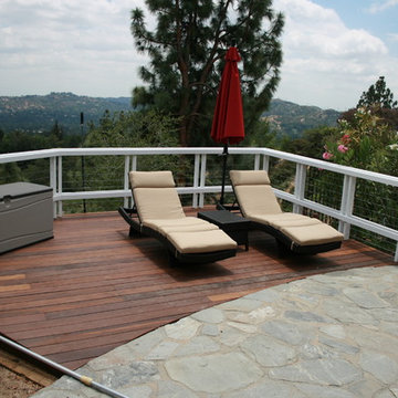 Deck Ipe / Painted redwood cable railings.