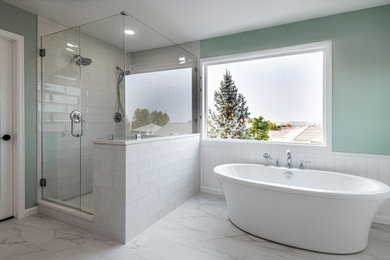 Example of a transitional bathroom design in Denver
