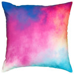 LR Home - Nightfall Watercolor Indoor/Outdoor Throw Pillow, 18"x18" - Add color and a soft touch to your space, indoor or out! This 100% polyester Watercolor pillow was handmade with versatility in mind. Sturdy enough to withstand the elements of the great outdoors while simultaneously being deliciously plush, this piece features an abstract watercolor design on the front and a pop of bright blue on the back. This pillow is sure to add color and cushion to any decor, from the living room to the patio.