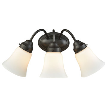 Califon 3-Light for The Bath, Oil Rubbed Bronze With White Glass