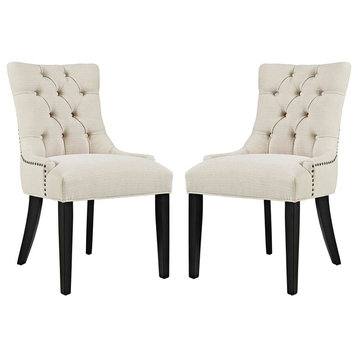 Regent Dining Side Chair Fabric Set of 2, Beige