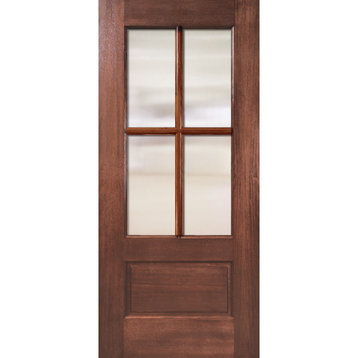 4 Lite TDL Wood Door, Canyon Brown, Left Hand Inswing