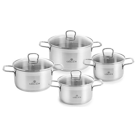 LAVA Stainless Steel  Pot Set With Lids 8 pcs