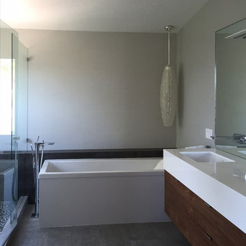 black + white master bathroom