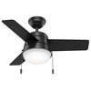 Hunter 5930 Aker 36" 3 Blade Indoor Ceiling Fan - Blades and LED - Black