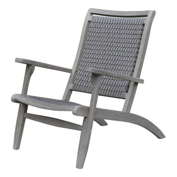 Gray Wash Eucalyptus and Driftwood Gray Wicker Lounger