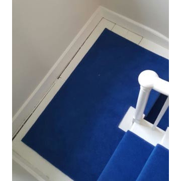 Installing Blue Carpet to Stairs