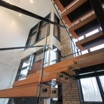 Project #98 | Modern Mono-beam Staircase with Glass Railing