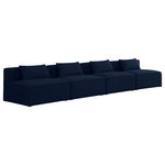 Meridian Furniture - Cube Upholstered Modular Sofa, Navy, 4-Piece: 4 Armless Chair, Linen Texured Fabric - Treat yourself to some long overdue "me time" when you're seated on this Cube 4-Piece Modular Sofa. This beautiful modular unit is both eye-catching and elegant, features durable linen textured upholstery in a soft navy color that meshes well with nearly any existing color scheme. Pair this modular Sofa with other items in the same collection to create an unlimited number of combinations and enjoy the custom seating arrangement of your dreams. Latches underneath make it easy to attach pieces to one another.