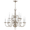 Williamsburgh Chandelier, Antique Brass and Brushed Nickel