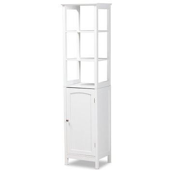 Strutton Modern Contemporary White Finish Wood Bathroom Storage Cabinet