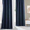 Faux Linen Darkening Curtain Single Panel, Indigo, 50"x108"
