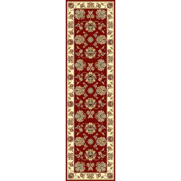 Cambridge 7340 Red, Ivory Floral Mahal, 2'2"x7'11" Runner