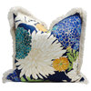 Flower Print Pillow Cover With Pearl Fringe, 12"x20"