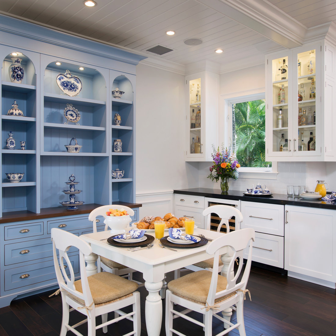 Painted White and Periwinkle Kitchen