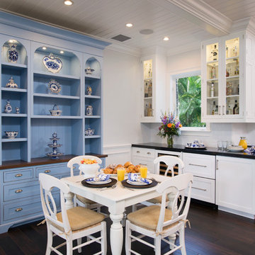 Painted White and Periwinkle Kitchen