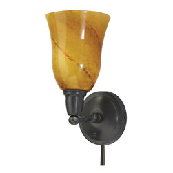 House of Troy Hyde Park Wall Sconce in Oil Rubbed Bronze w/Art Glass - Wall Sconces