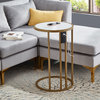 Loft Lyfe Pearl End Table 2 USB Charging Ports 2 Outlets, White/Gold