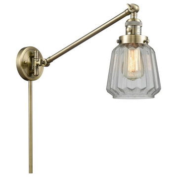1-Light 8" Swing Arm Antique Brass -  Bulb Included